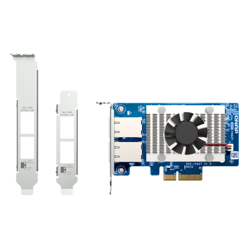 Сетевая карта/ QNAP QXG-10G2T Dual-port BASET 10GbE network expansion card; low-profile form factor; PCIe Gen3 x4 Сетевая карта/ QNAP QXG-10G2T Dual-port BASET 10GbE network expansion card; low-profile form factor; PCIe Gen3 x4