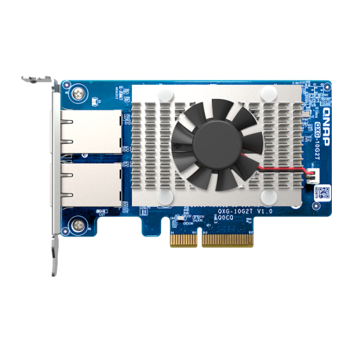 Сетевая карта/ QNAP QXG-10G2T Dual-port BASET 10GbE network expansion card; low-profile form factor; PCIe Gen3 x4 Сетевая карта/ QNAP QXG-10G2T Dual-port BASET 10GbE network expansion card; low-profile form factor; PCIe Gen3 x4
