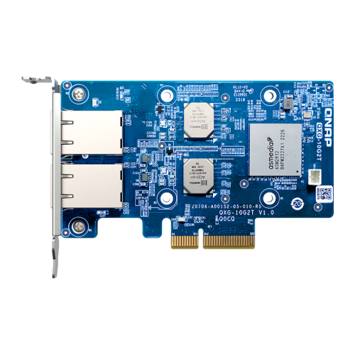 Сетевая карта/ QNAP QXG-10G2T Dual-port BASET 10GbE network expansion card; low-profile form factor; PCIe Gen3 x4 Сетевая карта/ QNAP QXG-10G2T Dual-port BASET 10GbE network expansion card; low-profile form factor; PCIe Gen3 x4