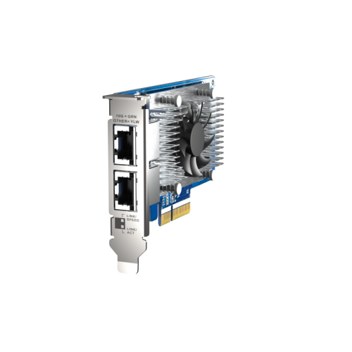 Сетевая карта/ QNAP QXG-10G2T-X710 LAN Expansion Card, PCIe Gen3 x4, Two 10GbE (10G / 5G / 2.5G / 1G / 100M)) Ports with SR-IOV and iSCSI, Block-based, Supports Multiple Virtual Disk Modes
