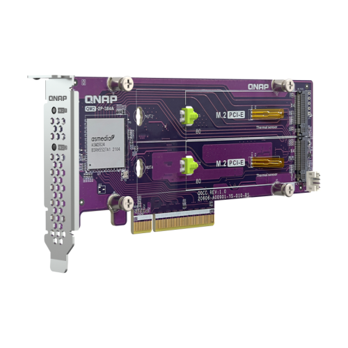 Плата расширения/ QNAP QM2-2P-384A 2 x M.2 22110 or 2280 PCIe (Gen3 x8) NVMe SSD slots. Low-profile flat and Full-height brackets included. Плата расширения/ QNAP QM2-2P-384A 2 x M.2 22110 or 2280 PCIe (Gen3 x8) NVMe SSD slots. Low-profile flat and Full-height brackets included.