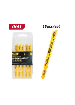 Пилки для электролобзика (15шт) по дереву Deli DH-QJT015-ED1 тип T111C, 8TPI, 74мм