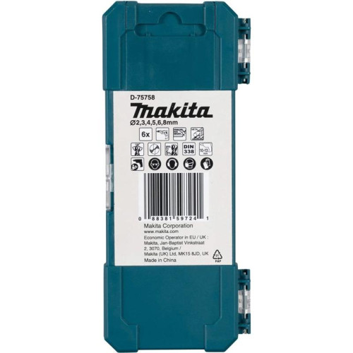 Набор сверл Makita HSS-Co (D-75758) по металлу (6пред.) для шуруповертов/дрелей