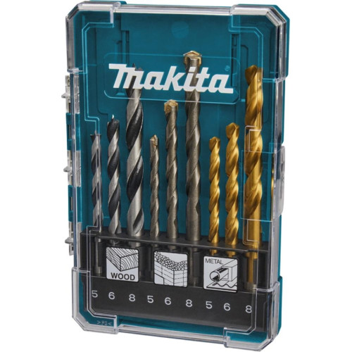 Набор сверл Makita D-71962 по дер/мет/бет (9пред.) для шуруповертов/дрелей