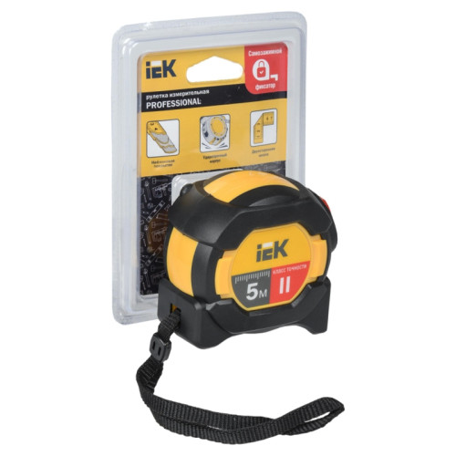 Рулетка строительная IEK Professional TIR10-3-005 дл.полотна 5м изм.шкала в см зацеп двусторонний желтый/черный