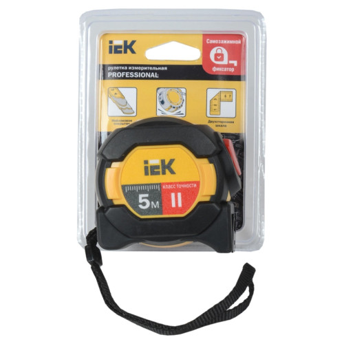 Рулетка строительная IEK Professional TIR10-3-005 дл.полотна 5м изм.шкала в см зацеп двусторонний желтый/черный