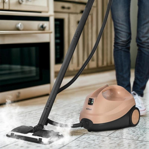 Пароочиститель напольный/ Пароочиститель напольный Kitfort КТ-9188 2000Вт бежевый/черный