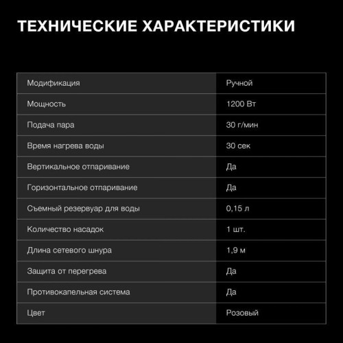 Отпариватель ручной/ Отпариватель ручной Hyundai H-HS02786 1200Вт розовый