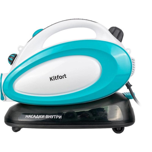 Пароочиститель напольный/ Пароочиститель напольный Kitfort КТ-914 1500Вт белый/голубой