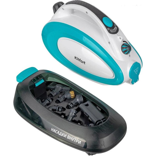 Пароочиститель напольный/ Пароочиститель напольный Kitfort КТ-914 1500Вт белый/голубой