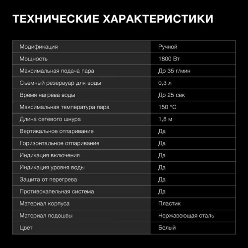 Отпариватель ручной/ Отпариватель ручной Hyundai H-HS02977 1800Вт белый