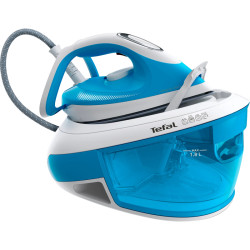 Парогенератор Tefal/ Парогенератор Tefal SV8002E0 Парогенератор Tefal, объем резервуара 1800 мл, автоматическое отключение, вертикальное отпаривание, давление 6 бар, подача пара 120 г/мин, паровой удар 380 г/мин, цвет голубой/белый