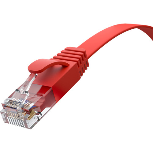 GCR Патч-корд PROF плоский прямой 0.3m, UTP медь кат.6, красный, 30 AWG, ethernet high speed 10 Гбит/с, RJ45, T568B, GCR-52845