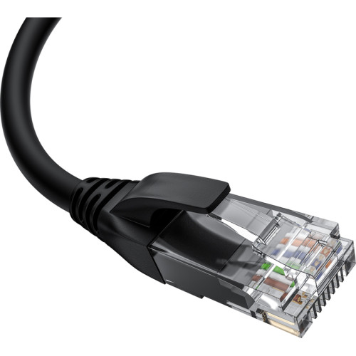 GCR Патч-корд прямой 15.0m UTP кат.5e, черный, верхний угол, литой, ethernet high speed, RJ45, T568B