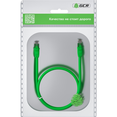 GCR Патч-корд прямой 1.5m UTP кат.6, зеленый, 24 AWG, ethernet high speed, RJ45, T568B, GCR-52386