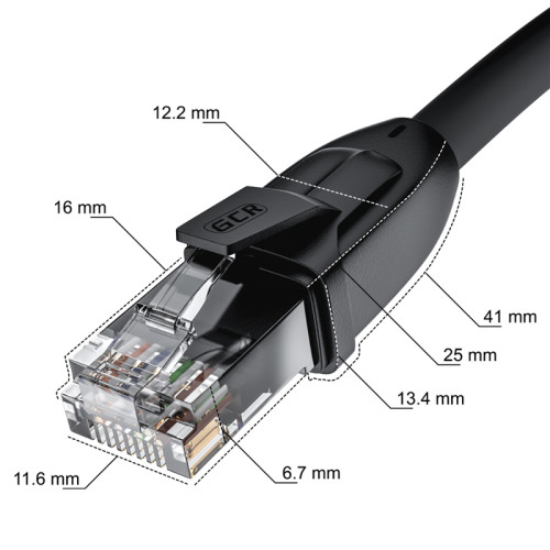 GCR Удлинитель патч-корда прямой 2.0m, UTP медь, кат.6, 24 AWG, ethernet high speed 10 Гбит/с, RJ45, GCR-52650