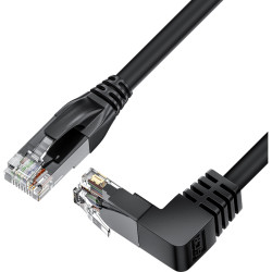 GCR Патч-корд прямой 20.0m UTP кат.5e, черный, нижний угол, литой, ethernet high speed, RJ45, T568B