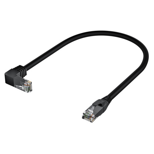 GCR Патч-корд прямой 0.5m UTP кат.5e, черный, нижний угол, литой, ethernet high speed, RJ45, T568B, GCR-53194