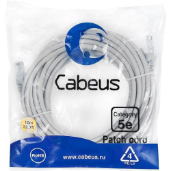 Патч-корд Cabeus PC-UTP-RJ45-CAT.5E-15M-LSZH U/UTP RJ-45 вил.-вилка RJ-45 кат.5E 15м серый LSZH