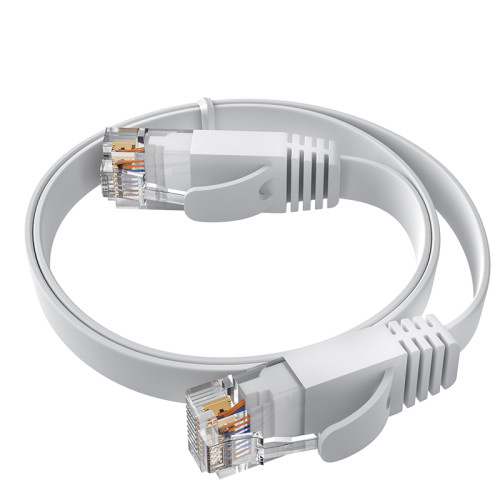 GCR Патч-корд PROF плоский прямой 3.0m, UTP медь кат.6, белый, 30 AWG, ethernet high speed 10 Гбит/с, RJ45, T568B, GCR-52867