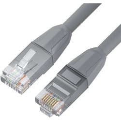 GCR Патч-корд прямой 5.0m LSZH UTP кат.6, серый, 24 AWG, литой без фиксатора, ethernet high speed, RJ45, T568B