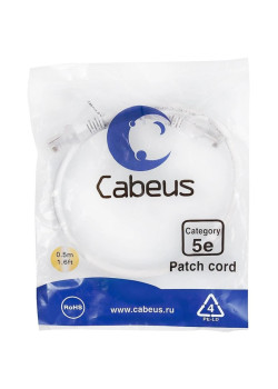 Патч-корд Cabeus PC-UTP-RJ45-CAT.5E-0.5M-WH U/UTP RJ-45 вил.-вилка RJ-45 кат.5E 0.5м белый ПВХ