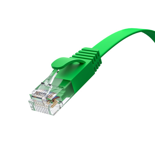 GCR Патч-корд PROF плоский прямой 10.0m, UTP медь кат.6, зеленый, 30 AWG, ethernet high speed 10 Гбит/с, RJ45, T568B, GCR-52838