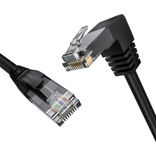 GCR Патч-корд прямой 1.5m UTP кат.5e, черный, нижний угол, литой, ethernet high speed, RJ45, T568B