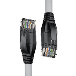 Патч-корд прямой 10.0m UTP кат.5e, серый, черные коннекторы, 24 AWG, литой, ethernet high speed 1 Гбит/с, RJ45, T568B