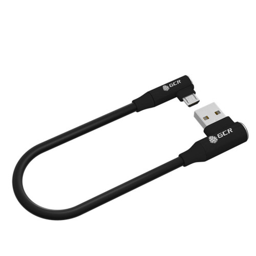 GCR Кабель PREMIUM 0.15m MicroUSB угловой для PowerBank, силикон белый, AL case черный, GCR-53908 GCR Кабель PREMIUM 0.15m MicroUSB угловой для PowerBank, силикон белый, AL case черный, GCR-53908