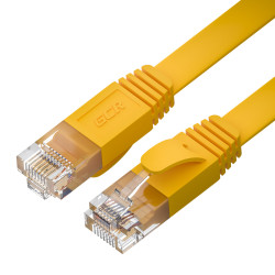 GCR Патч-корд PROF плоский прямой 20.0m, UTP медь кат.6, желтый, 30 AWG, ethernet high speed 10 Гбит/с, RJ45, T568B, GCR-52828