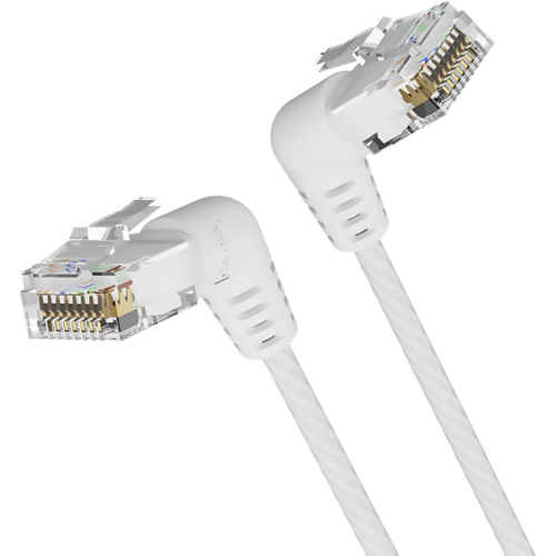 Патч-корд Vention прямой UTP cat.6a, RJ45 угол 90 - 1м. Белый