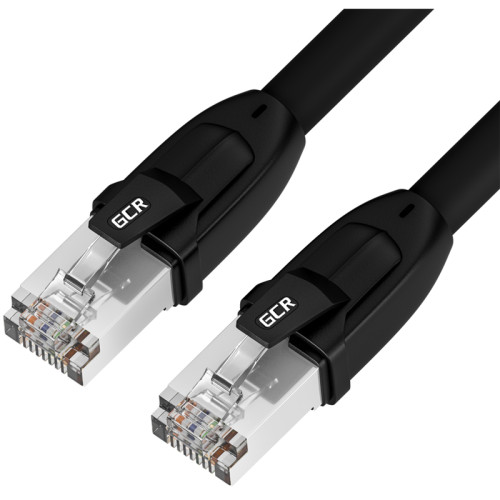 GCR Патч-корд PROF кат.8 ethernet  5.0m F/FTP,  RJ45, CU, 26 AWG, литой, прямой, черный, экранированные коннекторы, GCR-52350