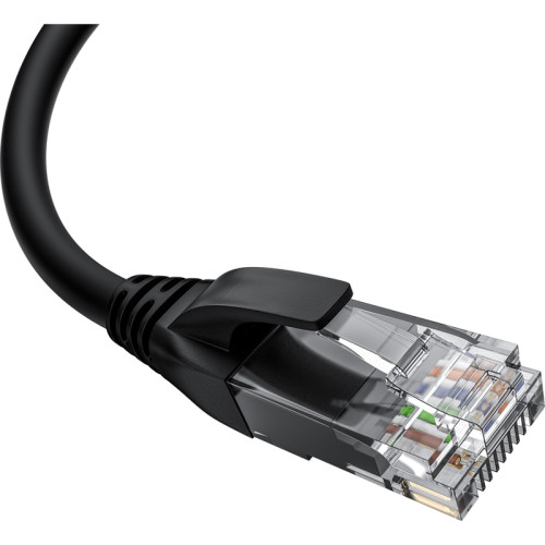 GCR Патч-корд прямой 20.0m UTP кат.5e, черный, нижний угол, литой, ethernet high speed, RJ45, T568B