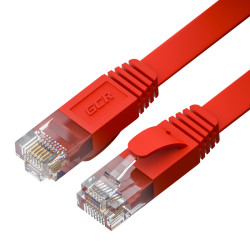 GCR Патч-корд PROF плоский прямой 1.0m, UTP медь кат.6, красный, 30 AWG, ethernet high speed 10 Гбит/с, RJ45, T568B, GCR-53083