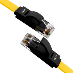 GCR Патч-корд PROF плоский прямой 0.3m, UTP медь кат.6, желтый+черный, 30 AWG, ethernet high speed 10 Гбит/с, RJ45, T568B, GCR-52090