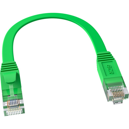 GCR Патч-корд PROF плоский прямой 0.5m, UTP медь кат.6, зеленый, 30 AWG, ethernet high speed 10 Гбит/с, RJ45, T568B, GCR-52835