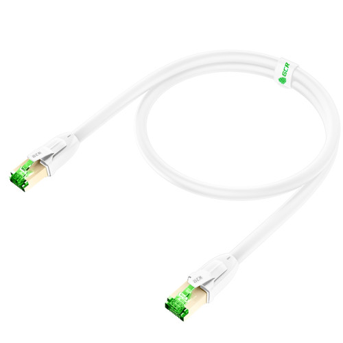 GCR Патч-корд LSZH PROF кат.8 ethernet  0.3m SF/FTP, RJ45, медь, 40 Гбит/с, 26 AWG, белый, литой, экранированные коннекторы 24K GOLD, T568B, GCR-55896
