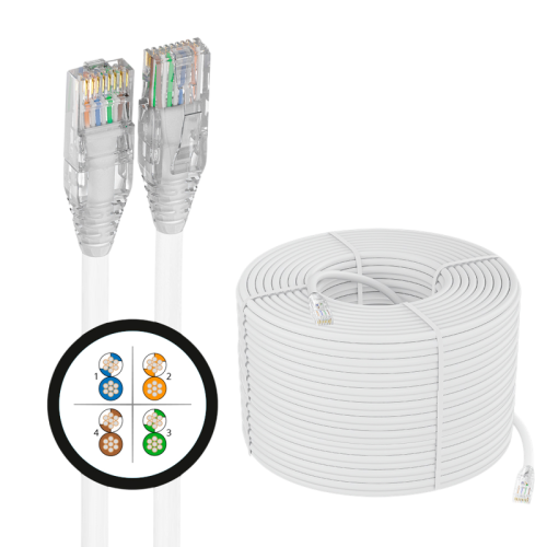 4PH Кабель LAN витая пара 200m в бухте, UTP кат.6, CCA 4*2*7/0.2(24AWG), многожильный (Stranded), белый, 4PH-R90884