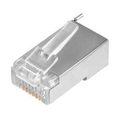 GCR Коннектор RJ-45 cat.5e FTP Male 8p8c для многожильного кабеля, экранированный, позолоченные контакты, слот для заземления, никель (10 шт)