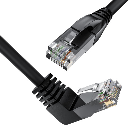 GCR Патч-корд прямой 7.5m UTP кат.5e, черный, верхний угол, литой, ethernet high speed, RJ45, T568B
