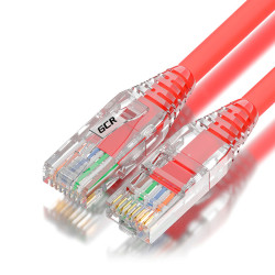 GCR Патч-корд 10.0m UTP кат.6, красный, коннектор ABS, 24 AWG, ethernet high speed 10 Гбит/с, RJ45, T568B, GCR-55416