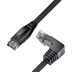 GCR Патч-корд прямой 2.0m UTP кат.5e, черный, верхний угол, литой, ethernet high speed, RJ45, T568B, GCR-53200