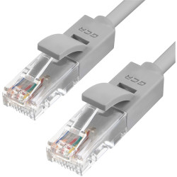 GCR Патч-корд перекрестный ethernet 15.0m UTP кат.5е, серый, RJ45, литой