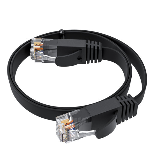 GCR Патч-корд PROF плоский прямой 20.0m, UTP медь кат.6, черный, 30 AWG, ethernet high speed 10 Гбит/с, RJ45, T568B, GCR-52865