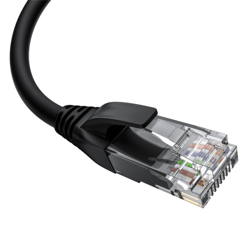 GCR Патч-корд прямой 3.0m UTP кат.5e, черный, правый угол, литой, ethernet high speed, RJ45, T568B, GCR-53146