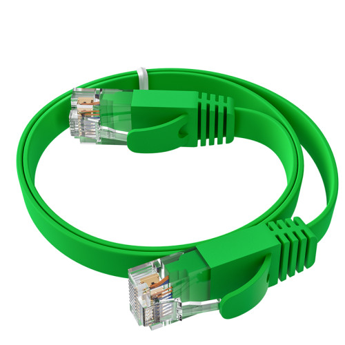 GCR Патч-корд PROF плоский прямой 1.5m, UTP медь кат.6, зеленый, 30 AWG, ethernet high speed 10 Гбит/с, RJ45, T568B, GCR-52837