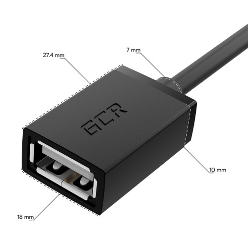 GCR Переходник USB Hub Type-C гибкий 0.35m разветвитель на 3 USB порта, СМ / 3 х AF, черный, GCR-55296