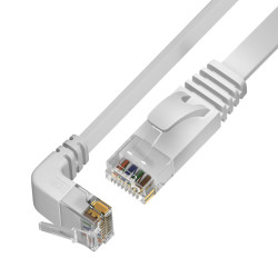 GCR Патч-корд PROF плоский 5.0m, UTP медь кат.6, белый, нижний угол, ethernet high speed 10 Гбит/с, RJ45, T568B