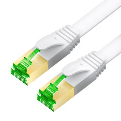 GCR PRO Патч-корд 20.0m LSZH PROF плоский прямой кат.7 ethernet, FTP, медь, белый, литой, экранированные коннекторы 24K GOLD, RJ45, T568B, GCR-55837